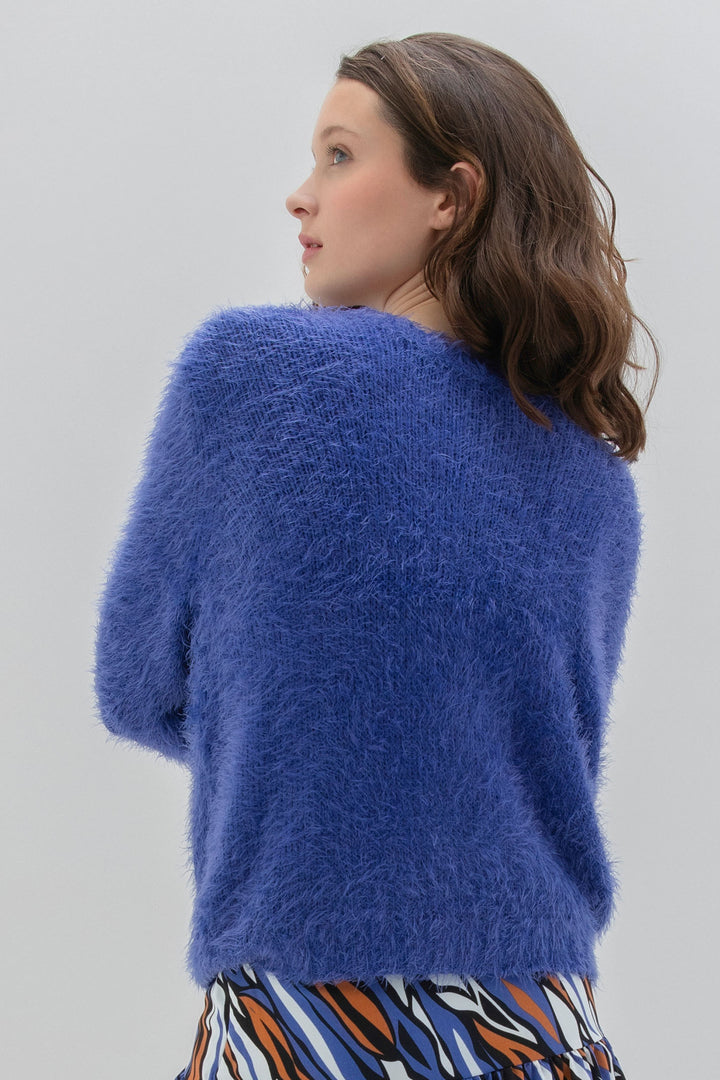 Marble Fashions 7547 225 Royal Blue 2-In-1 Reversible Cardigan Jumper - Experience Boutique