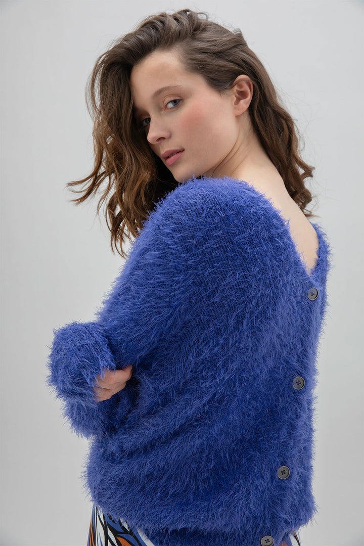Marble Fashions 7547 225 Royal Blue 2-In-1 Reversible Cardigan Jumper - Experience Boutique
