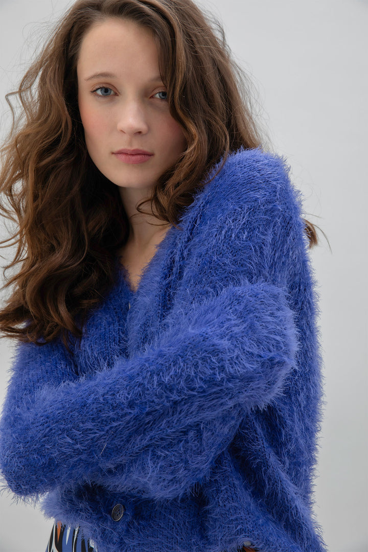 Marble Fashions 7547 225 Royal Blue 2-In-1 Reversible Cardigan Jumper - Experience Boutique