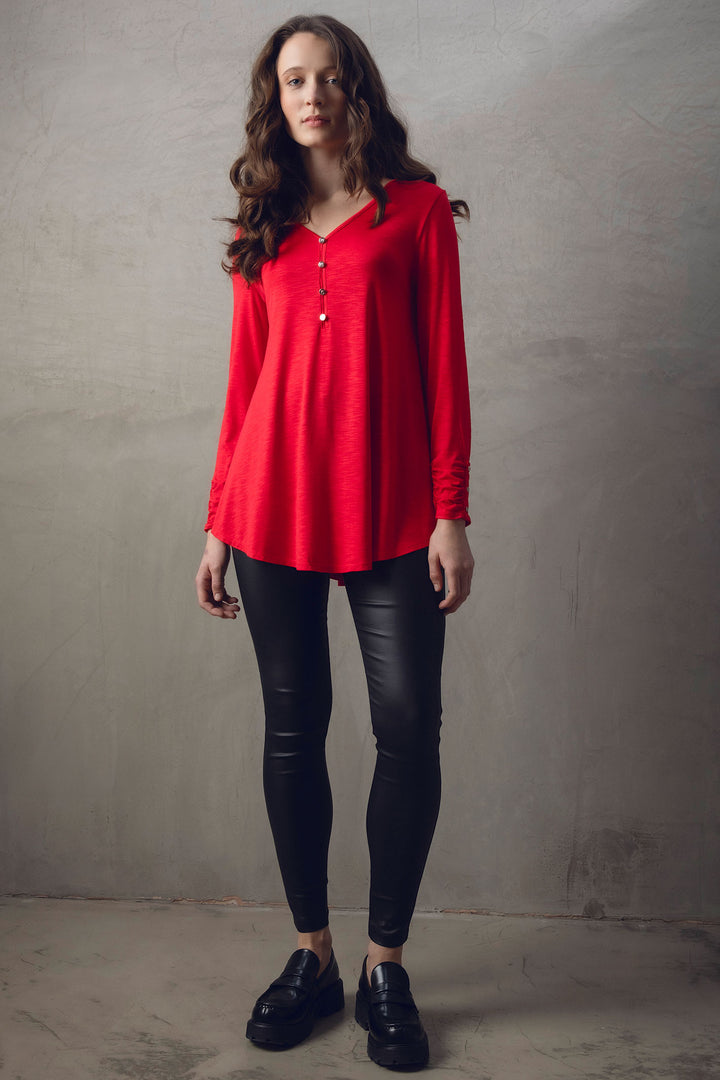 Marble Fashions 7586 109 Red V-Neck Tunic Top - Experience Boutique