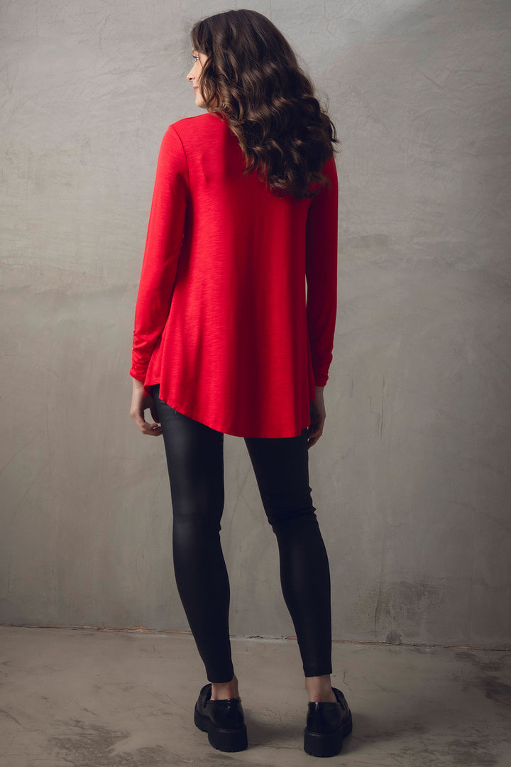 Marble Fashions 7586 109 Red V-Neck Tunic Top - Experience Boutique