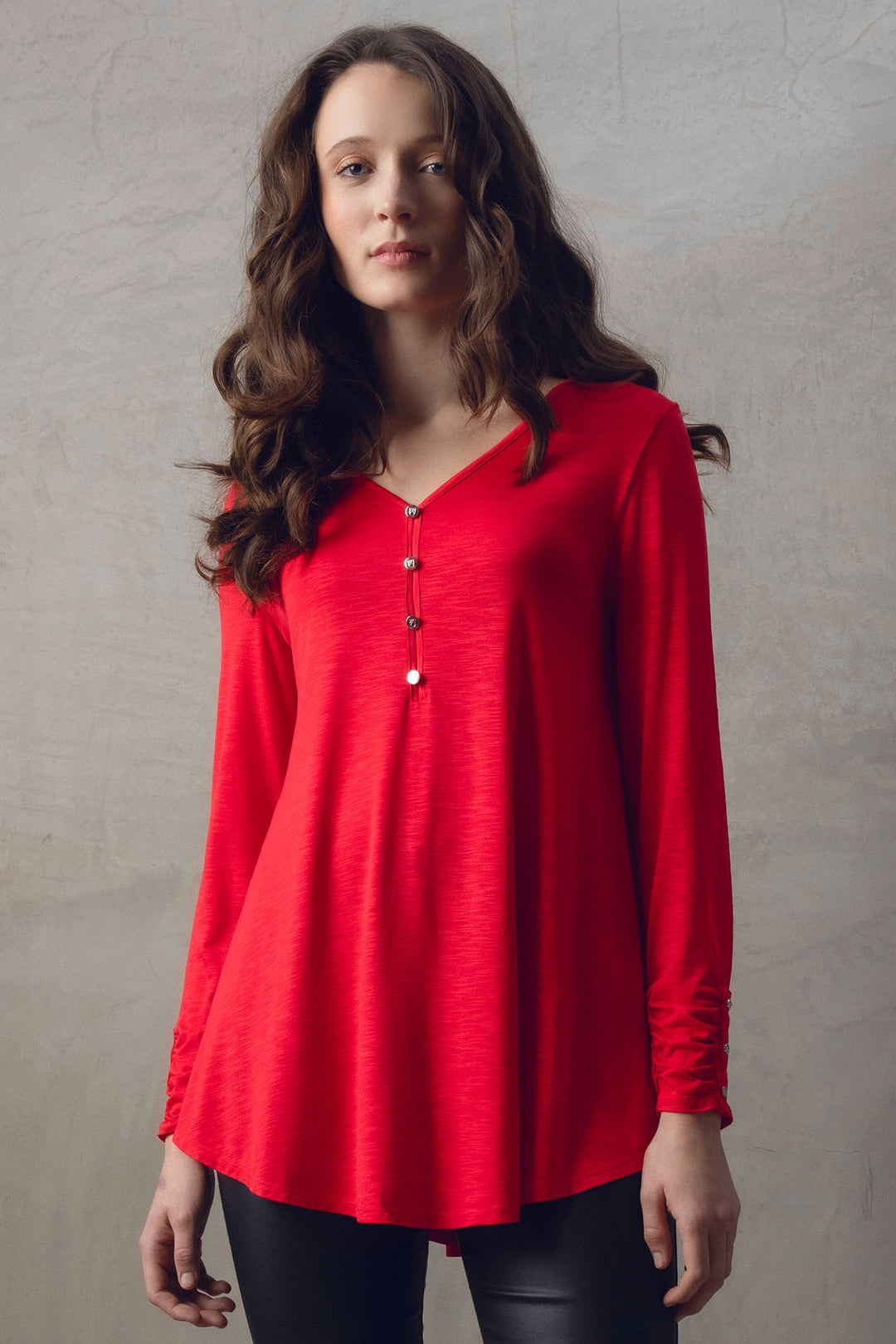 Marble Fashions 7586 109 Red V-Neck Tunic Top - Experience Boutique