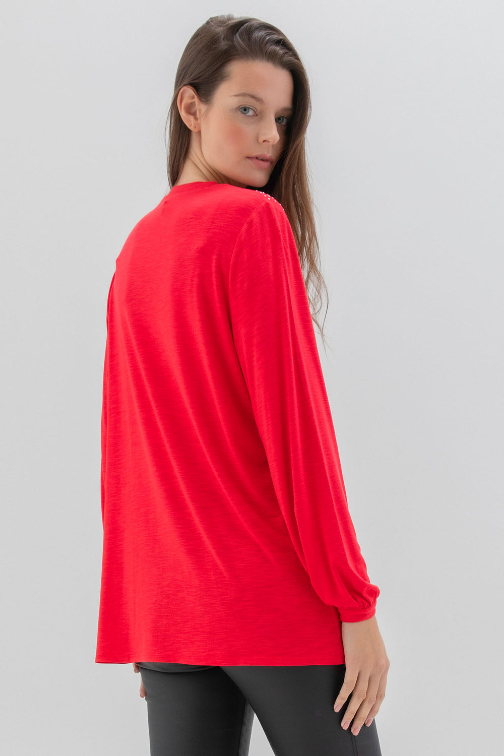 Marble Fashions 7587 109 Red Stud Detail Top - Experience Boutique