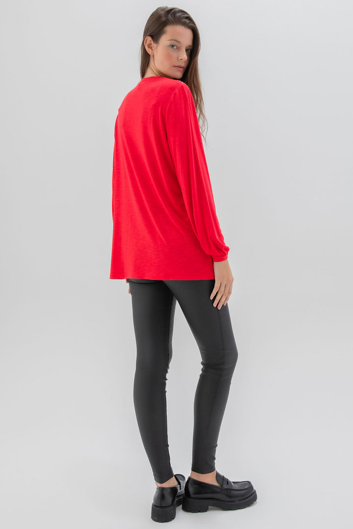Marble Fashions 7587 109 Red Stud Detail Top - Experience Boutique