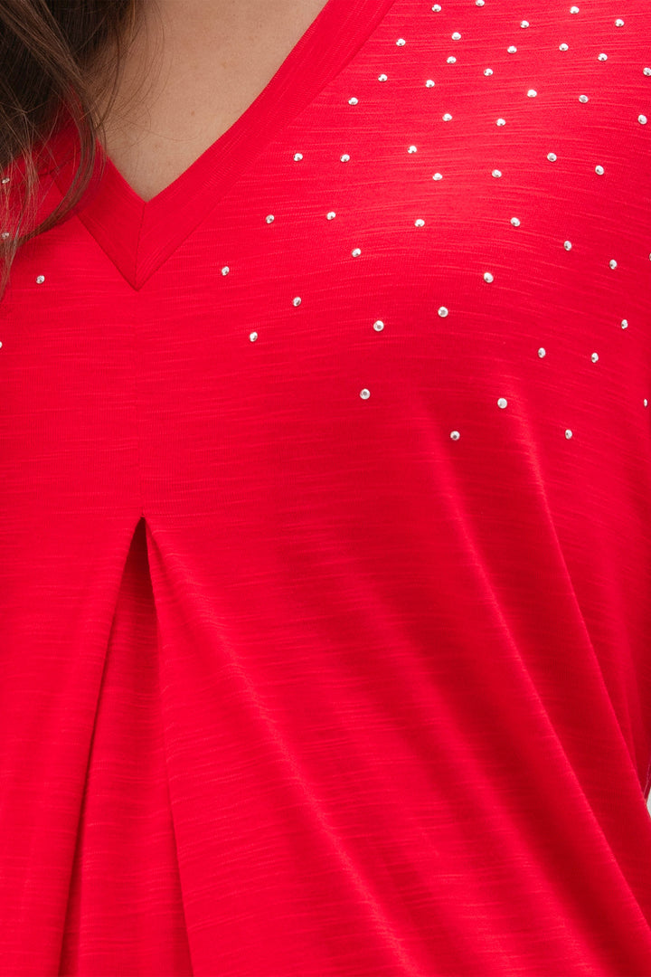Marble Fashions 7587 109 Red Stud Detail Top - Experience Boutique