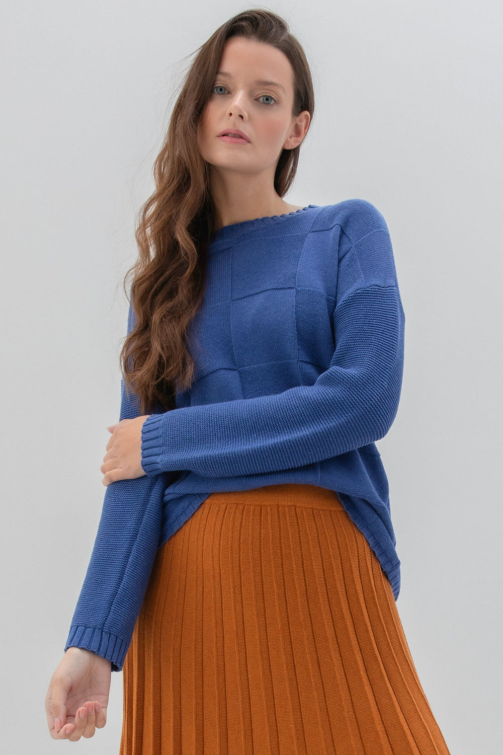 Marble Fashions 7660 Cobalt Wear 2 Ways Polo Neck Jumper - Experience Boutique