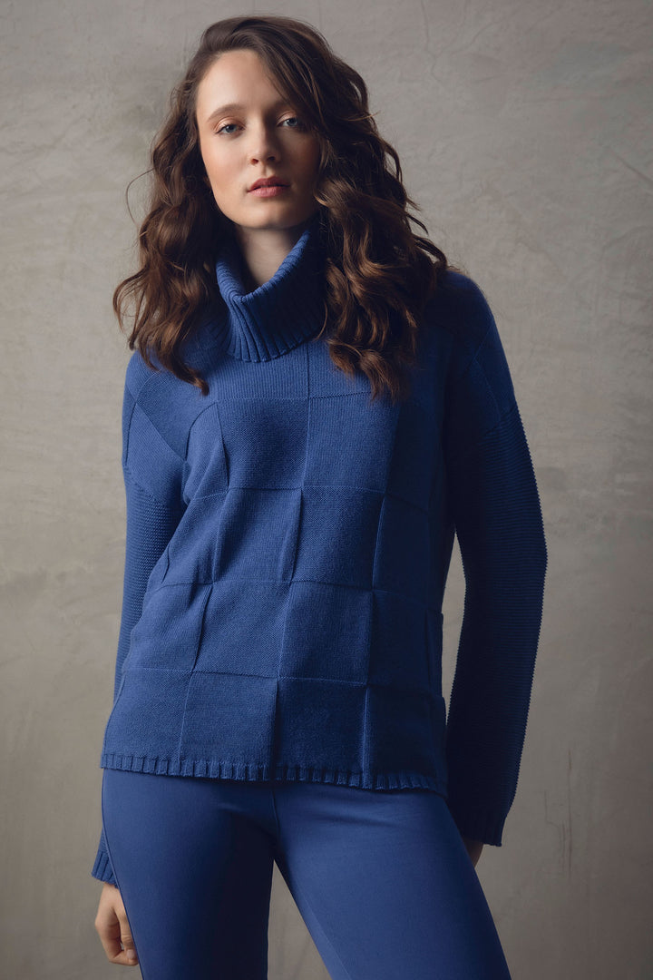 Marble Fashions 7660 Cobalt Wear 2 Ways Polo Neck Jumper - Experience Boutique