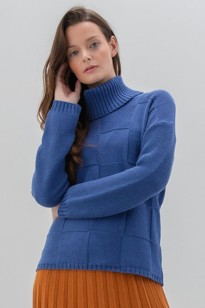 Marble Fashions 7660 Cobalt Wear 2 Ways Polo Neck Jumper - Experience Boutique