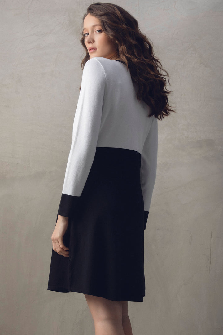 Marble Fashions 7665 104 Monochrome V-Neck Dress - Experience Boutique