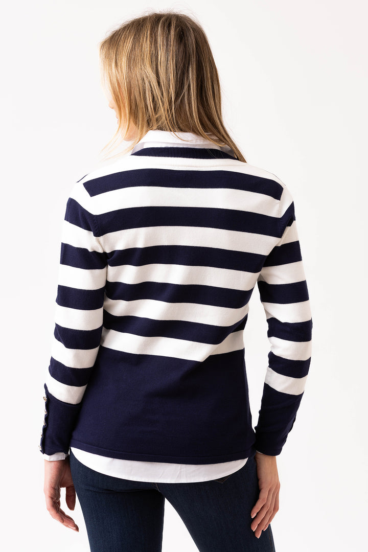 Marble Fashions 8018 Navy White Stripe Jumper 103