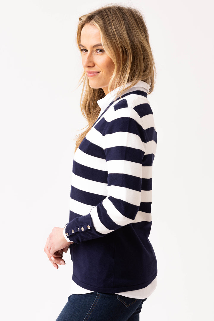 Marble Fashions 8018 Navy White Stripe Jumper 103
