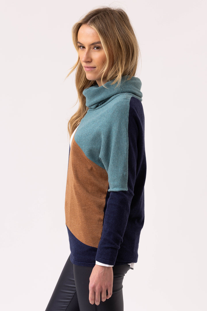 Marble Fashions 8071 Duck Egg Colour Block Jumper 223