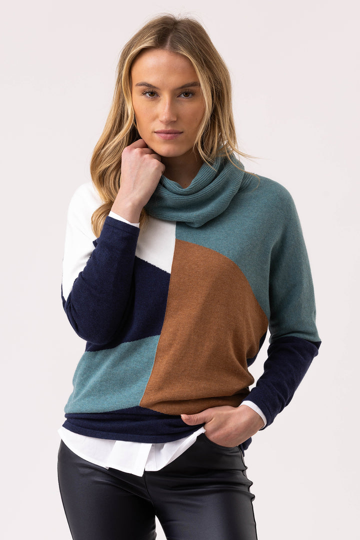 Marble Fashions 8071 Duck Egg Colour Block Jumper 223
