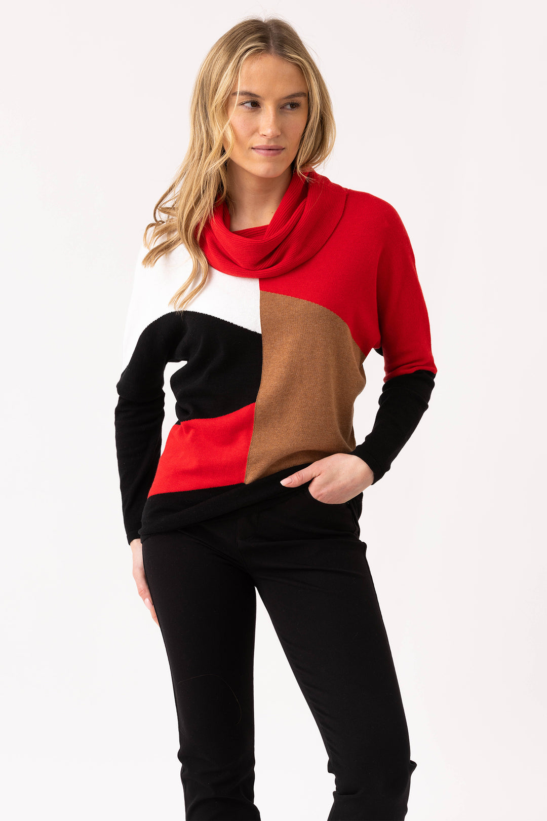 Marble Fashions 8071 Red Black Block Pattern Jumper 109