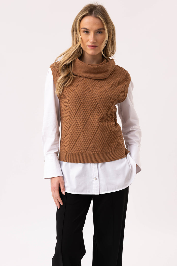Marble Fashions 8081 Brown Sleeveless Tank Jumper 208