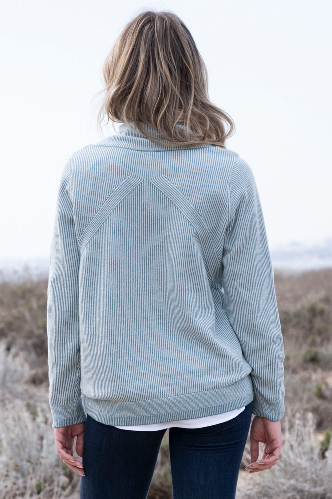 Marble Fashions 8087 Blue Drawstring Neck Jumper
