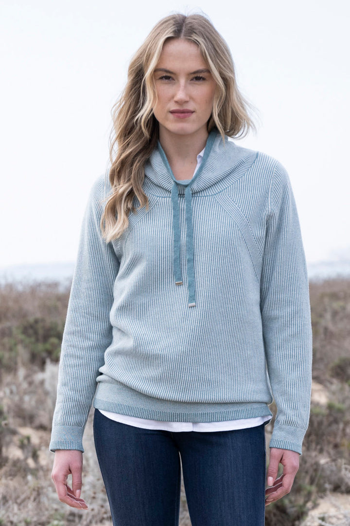 Marble Fashions 8087 Blue Drawstring Neck Jumper