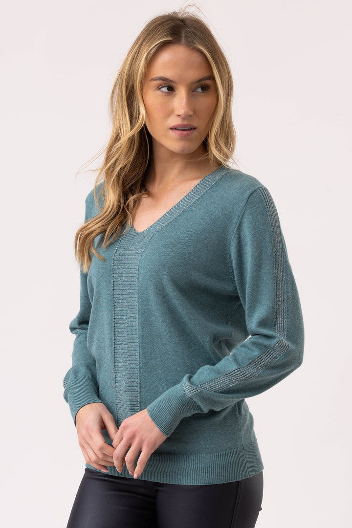 Marble Fashions 8089 Duck egg Blue V-Neck Jumper 223