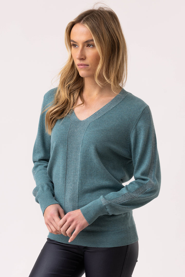 Marble Fashions 8089 Duck egg Blue V-Neck Jumper 223