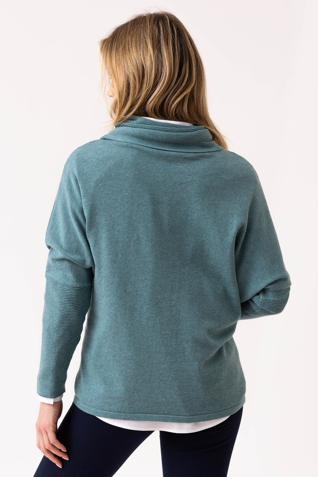 Marble Fashions 8093 Duck Egg Blue Cowl Neck Buckle Jumper 223