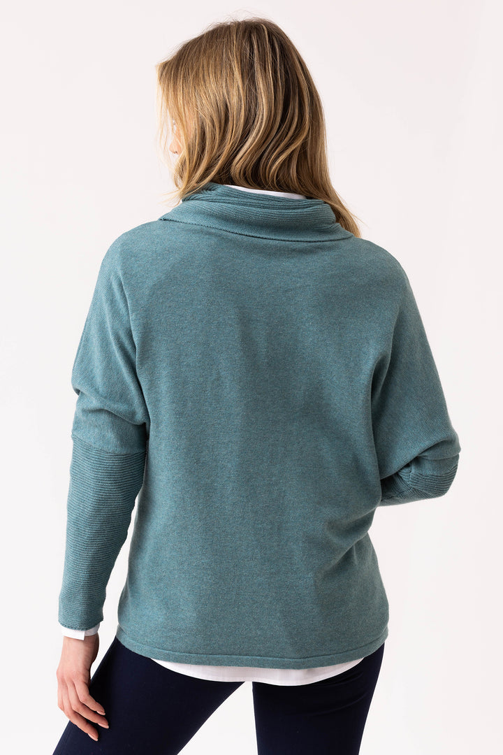 Marble Fashions 8093 Duck Egg Blue Cowl Neck Buckle Jumper 223