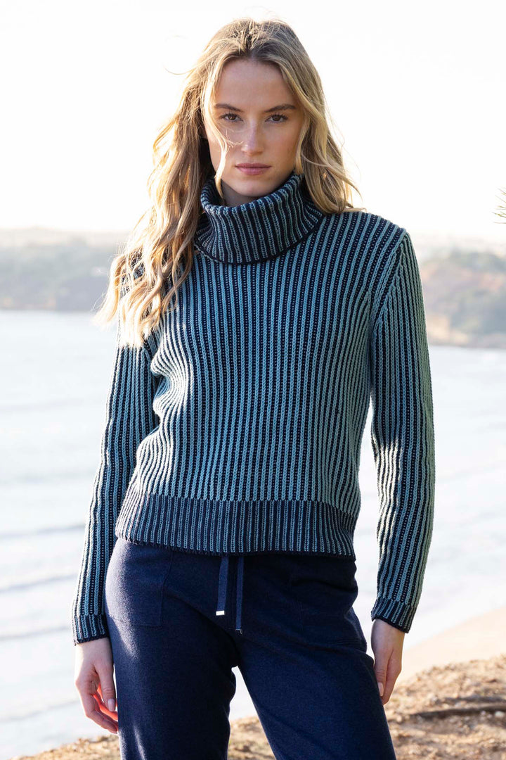 Marble Fashions 8100 Duck Egg Blue Polo Neck Jumper 223
