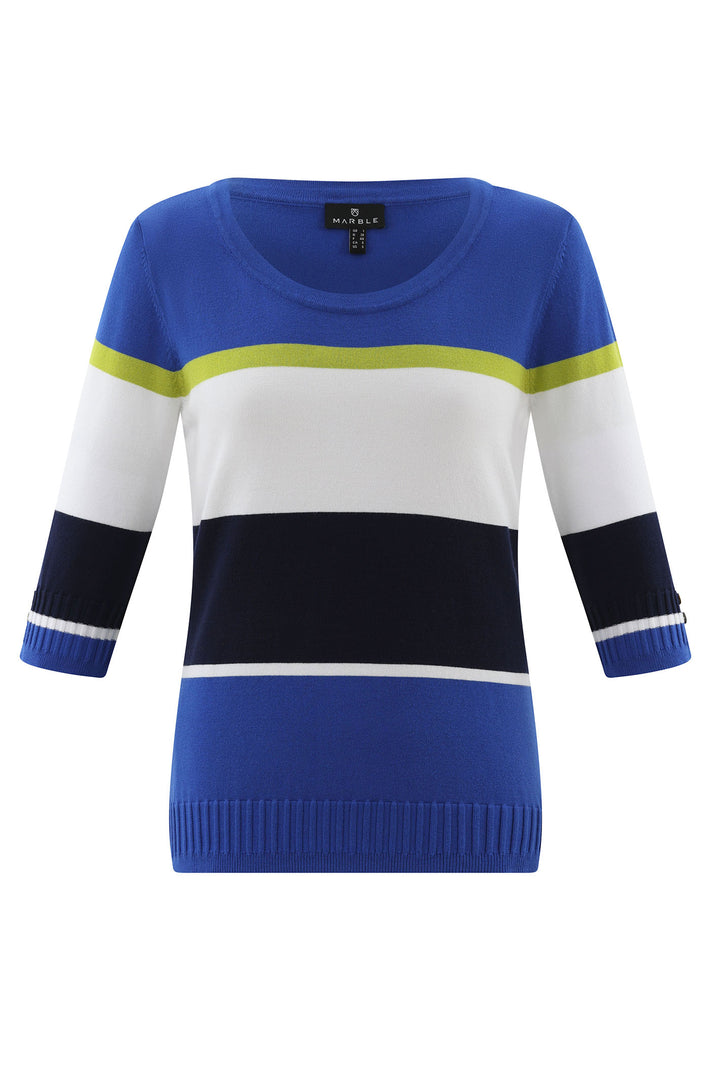 Marble Jumper Striped Blue 7804 153 - Experience Boutique