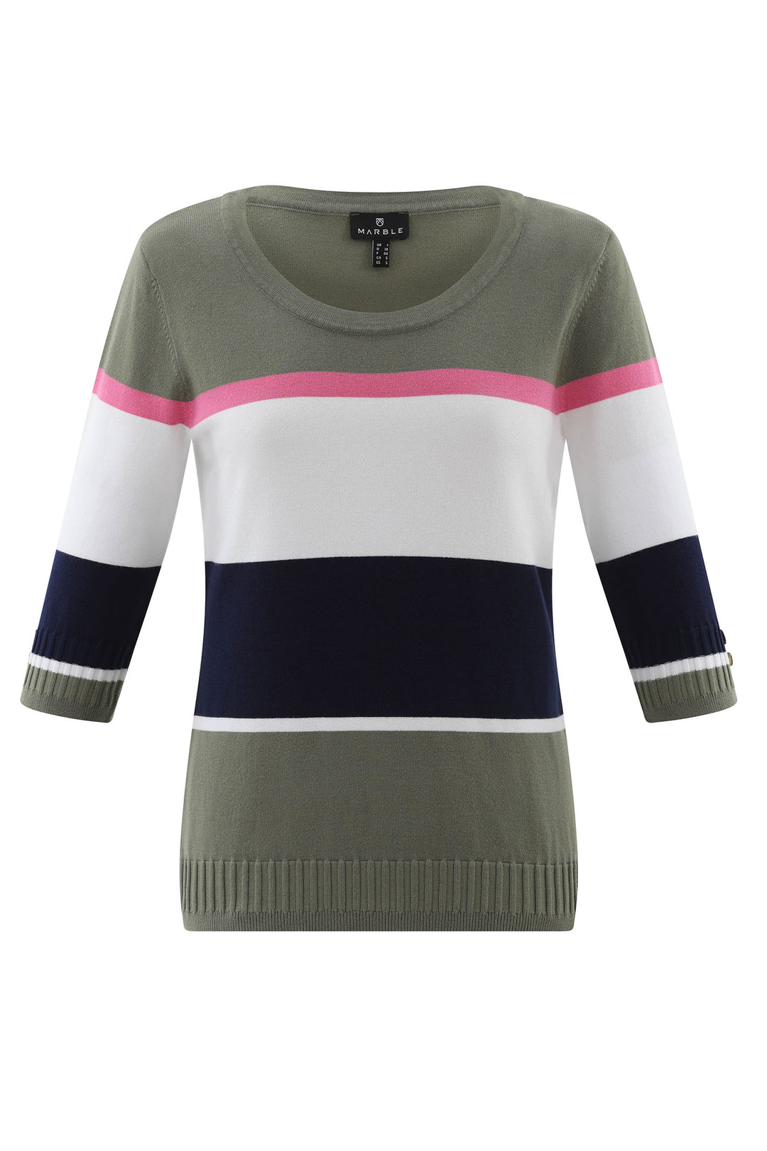 Marble Jumper Striped Olive Green 7804 123 - Experience Boutique