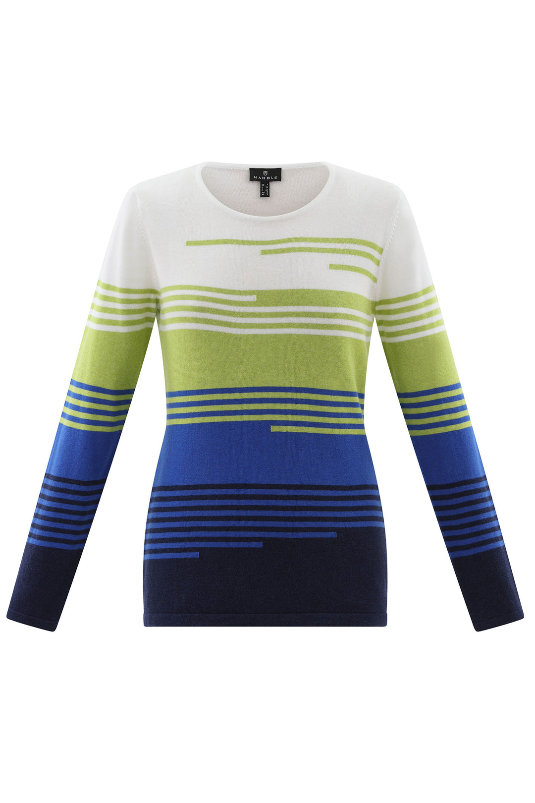 Marble Top Blue Multi Striped Long Sleeve 7894 227 - Experience Boutique