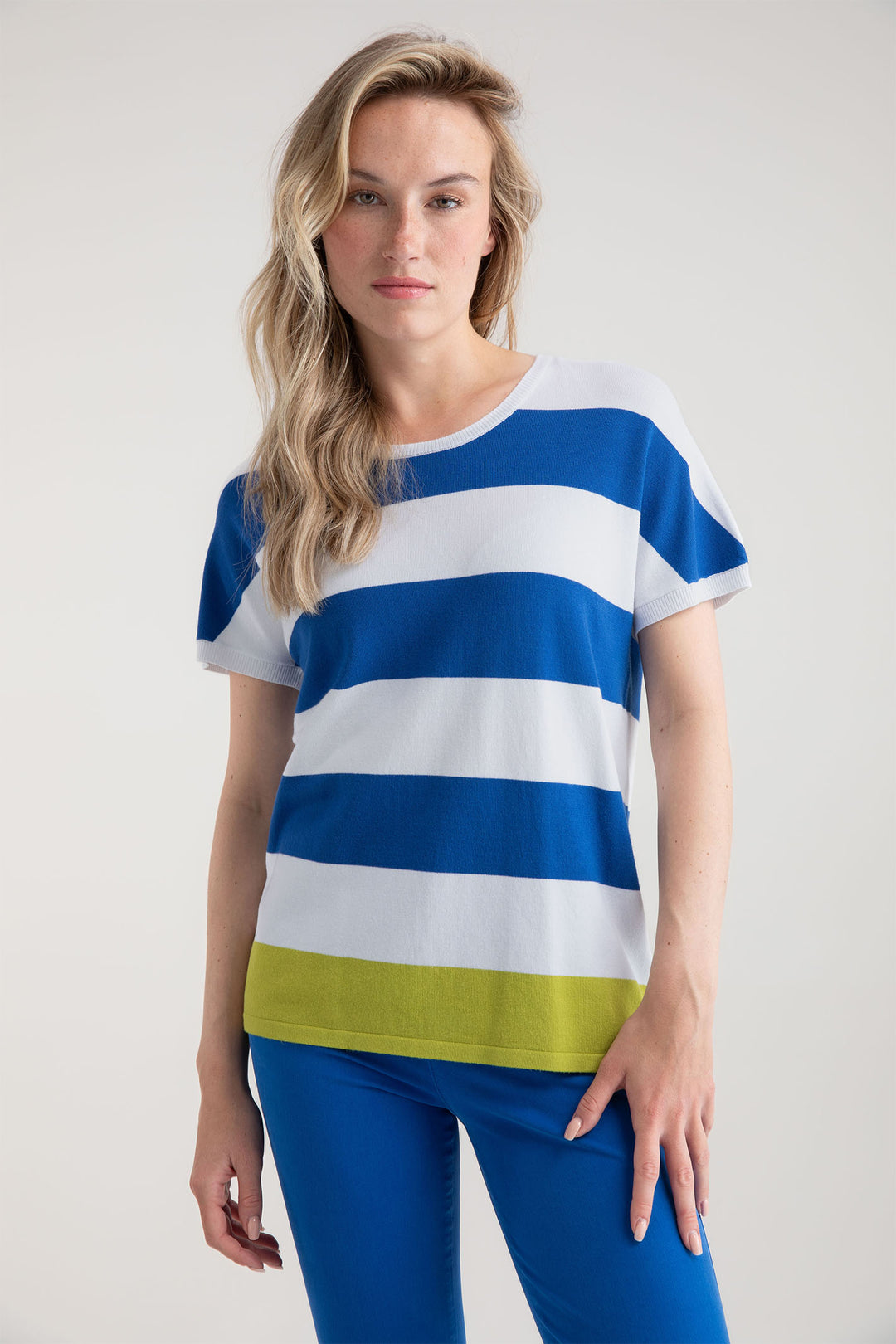 Marble Top Striped Blue Knitted 7805 153 - Experience Boutique