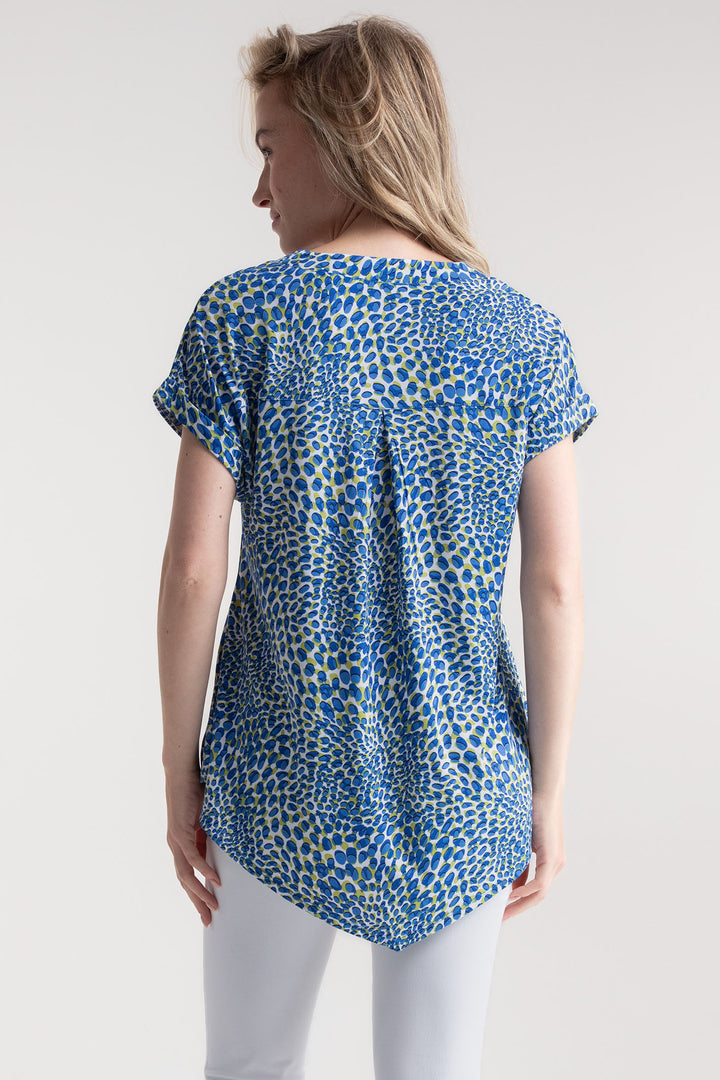 Marble Tunic Top Blue Petal Print 7936 153 - Experience Boutique