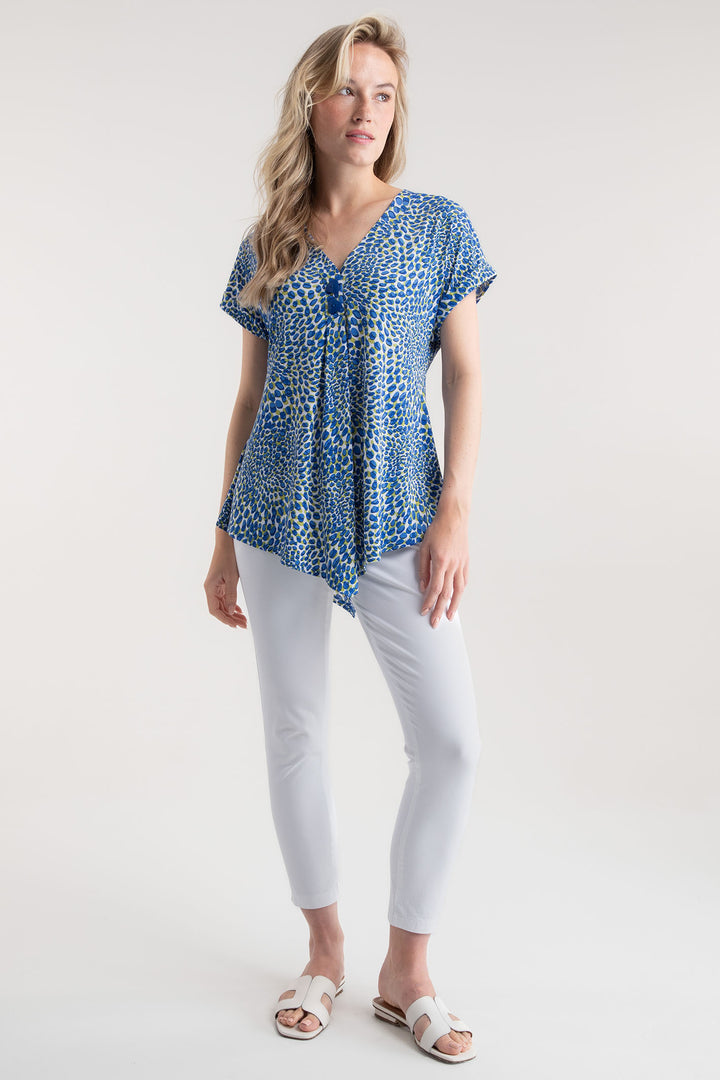 Marble Tunic Top Blue Petal Print 7936 153 - Experience Boutique