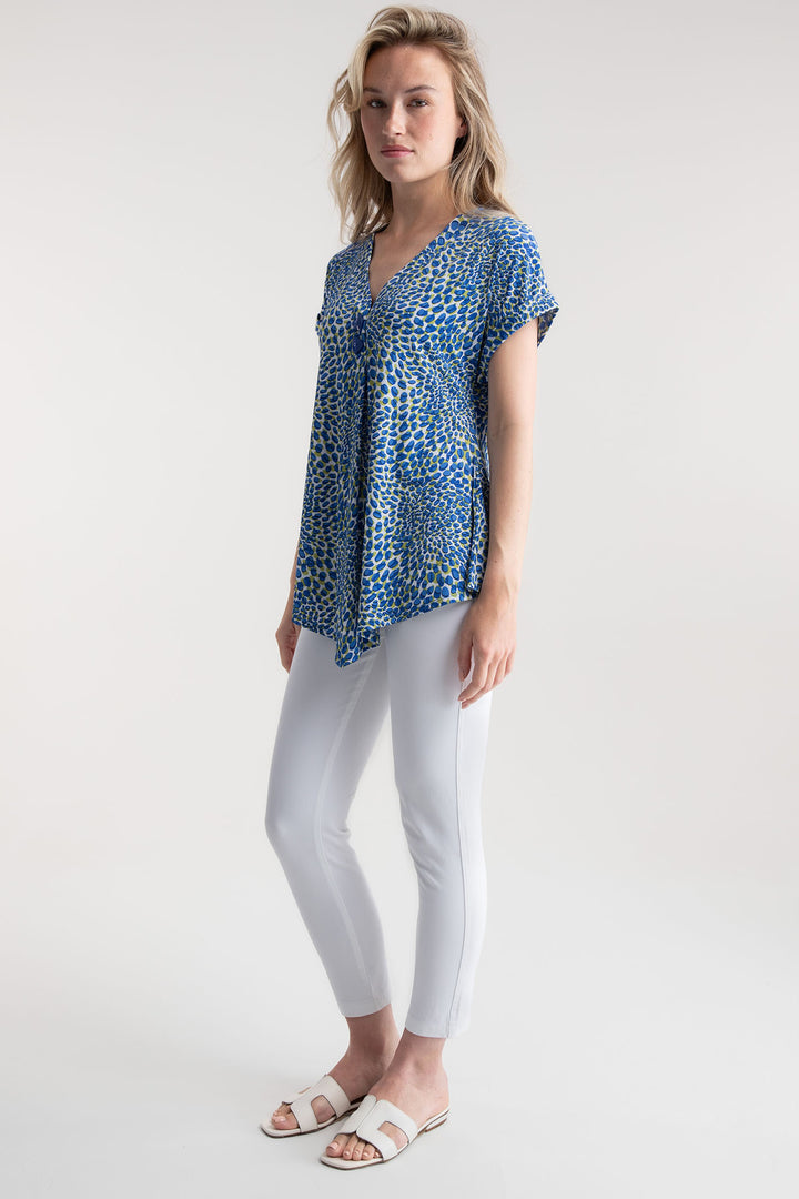 Marble Tunic Top Blue Petal Print 7936 153 - Experience Boutique