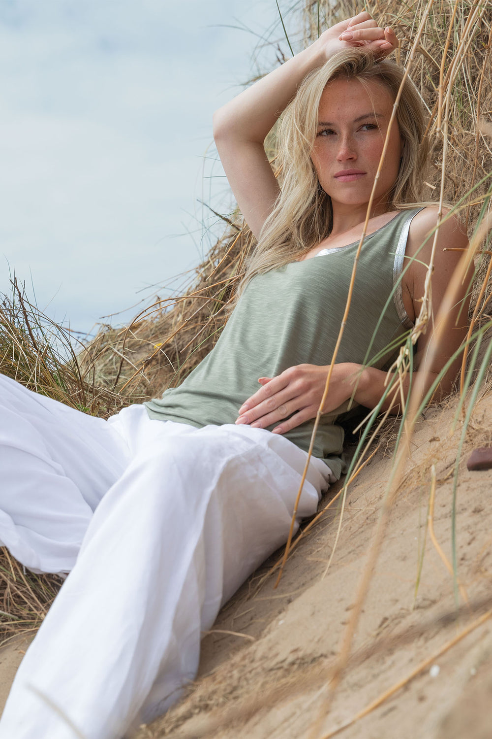 Marble Vest Top Green 6950 123 - Experience Boutique