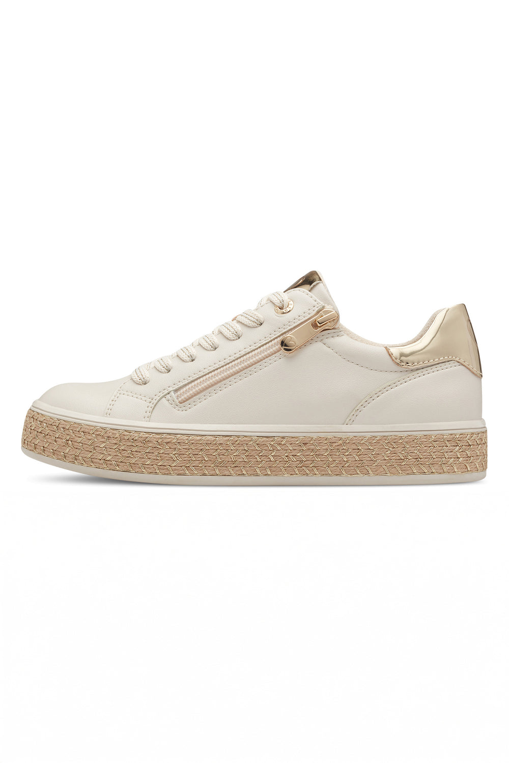 Marco Tozzi Cream Gold Weave Sole Vegan Trainer 23715 - Experience Boutique