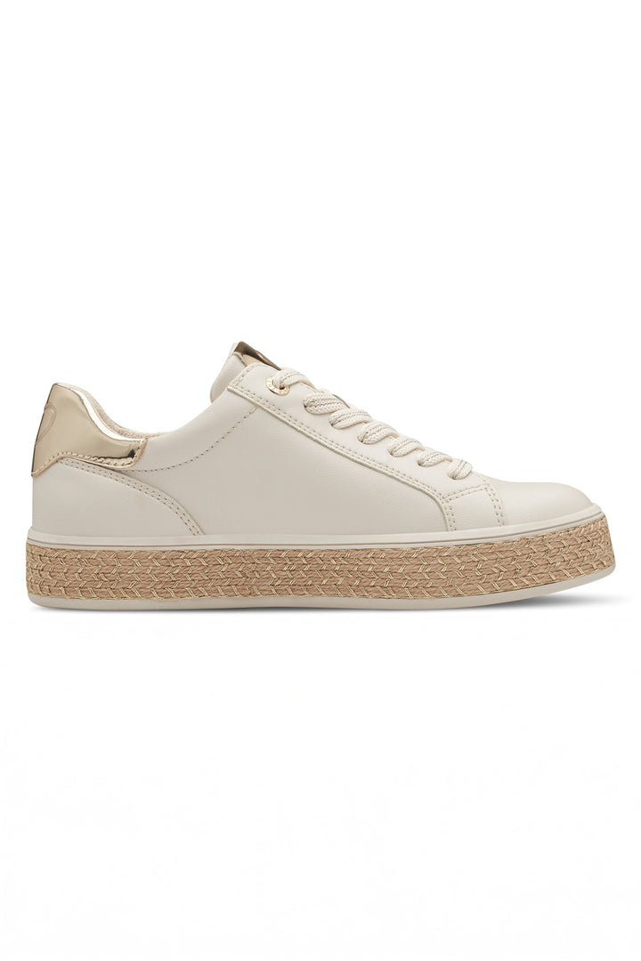 Marco Tozzi Cream Gold Weave Sole Vegan Trainer 23715 - Experience Boutique
