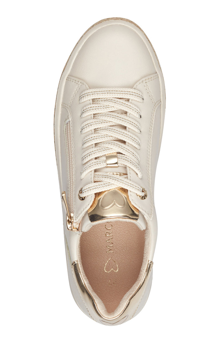 Marco Tozzi Cream Gold Weave Sole Vegan Trainer 23715 - Experience Boutique