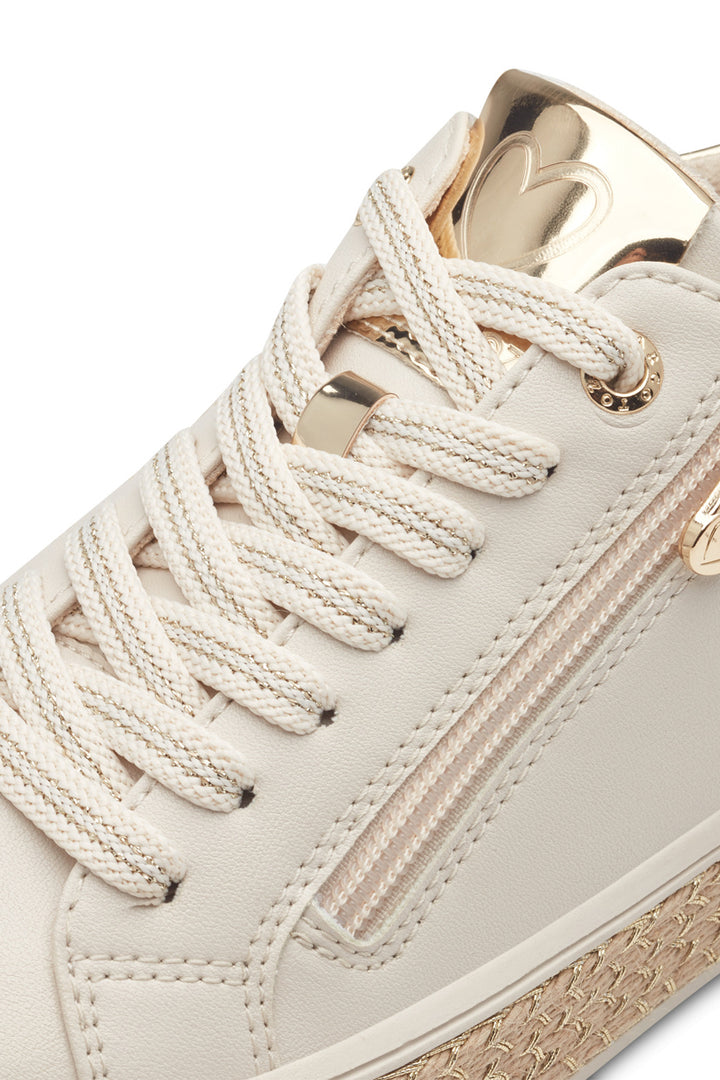 Marco Tozzi Cream Gold Weave Sole Vegan Trainer 23715 - Experience Boutique