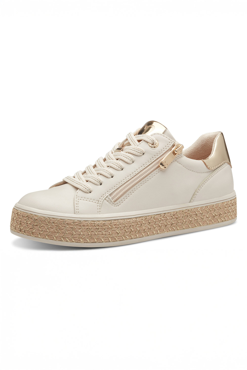 Marco Tozzi Cream Gold Weave Sole Vegan Trainer 23715 - Experience Boutique