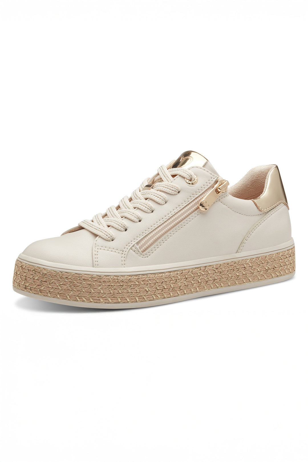 Marco Tozzi Cream Gold Weave Sole Vegan Trainer 23715 - Experience Boutique