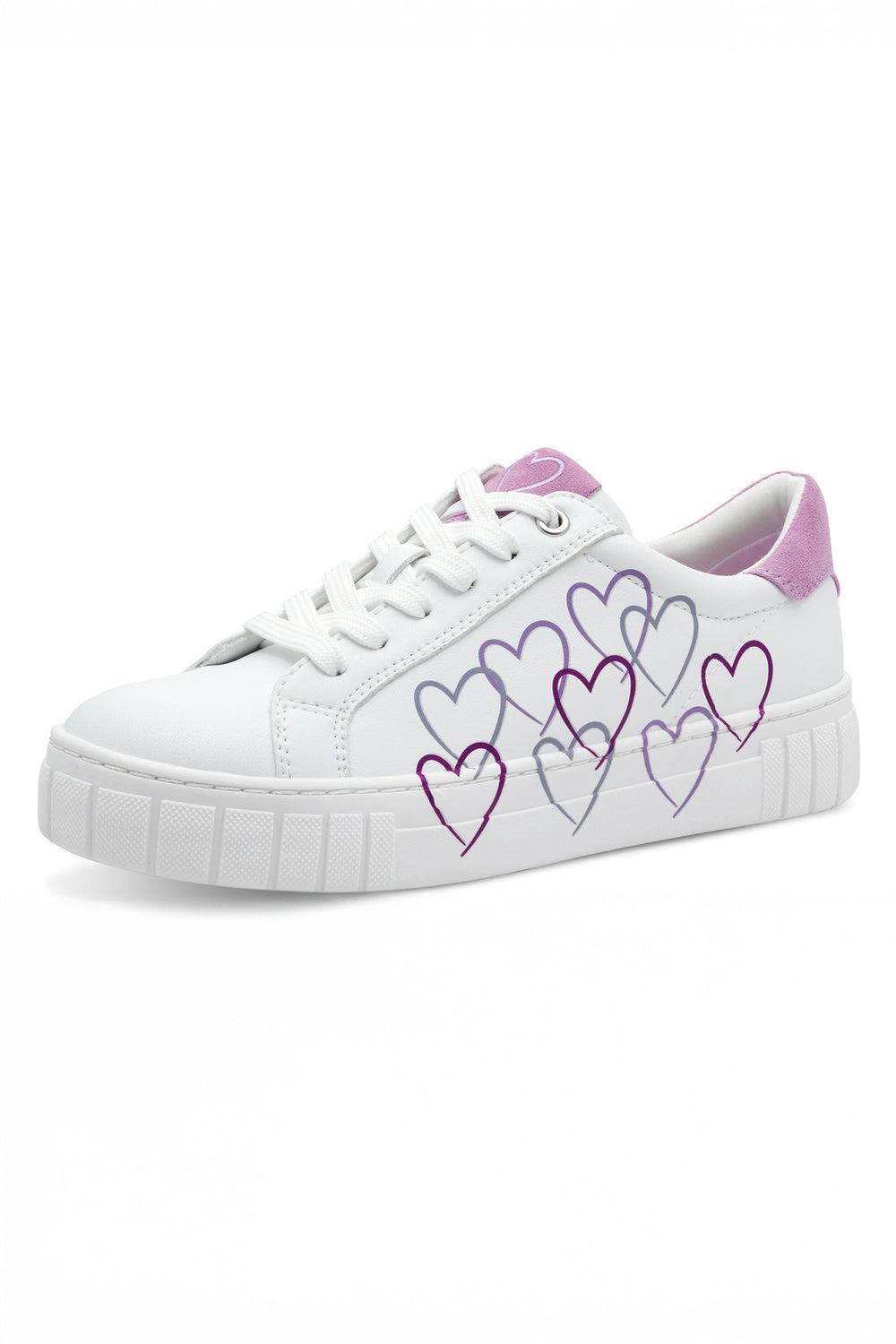 Marco Tozzi White & Berry Heart Vegan Trainer 23711 - Experience Boutique