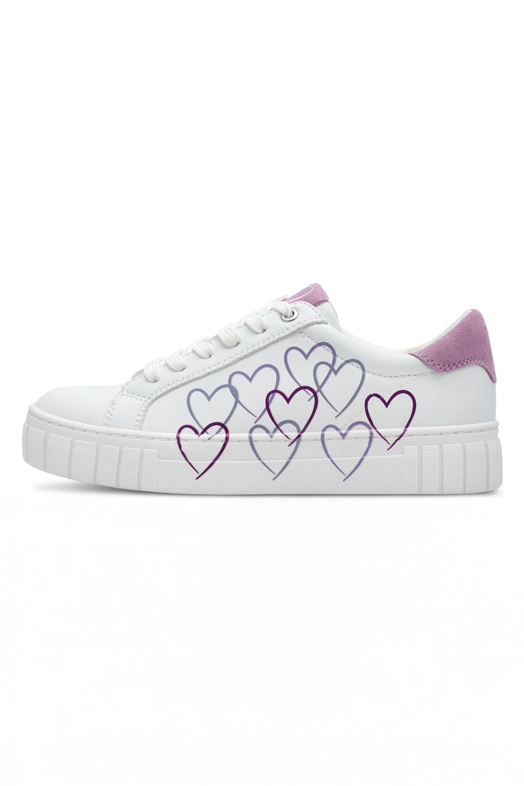 Marco Tozzi White & Berry Heart Vegan Trainer 23711 - Experience Boutique