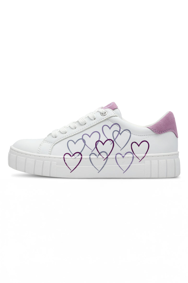 Marco Tozzi White & Berry Heart Vegan Trainer 23711 - Experience Boutique
