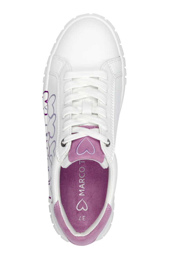 Marco Tozzi White & Berry Heart Vegan Trainer 23711 - Experience Boutique