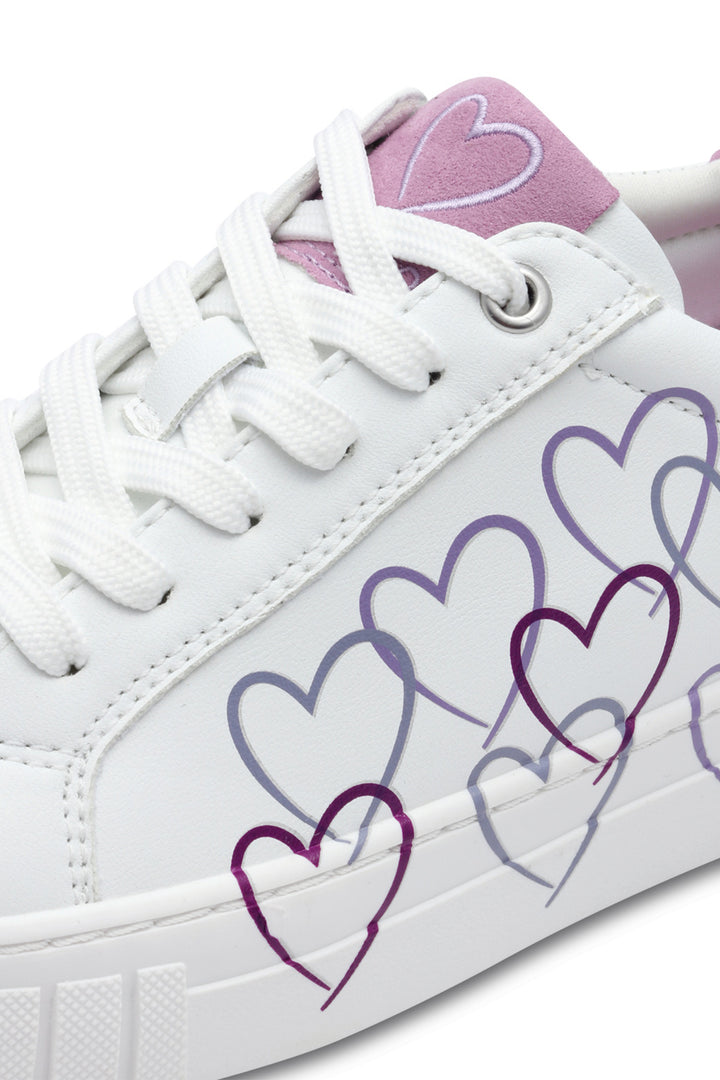 Marco Tozzi White & Berry Heart Vegan Trainer 23711 - Experience Boutique