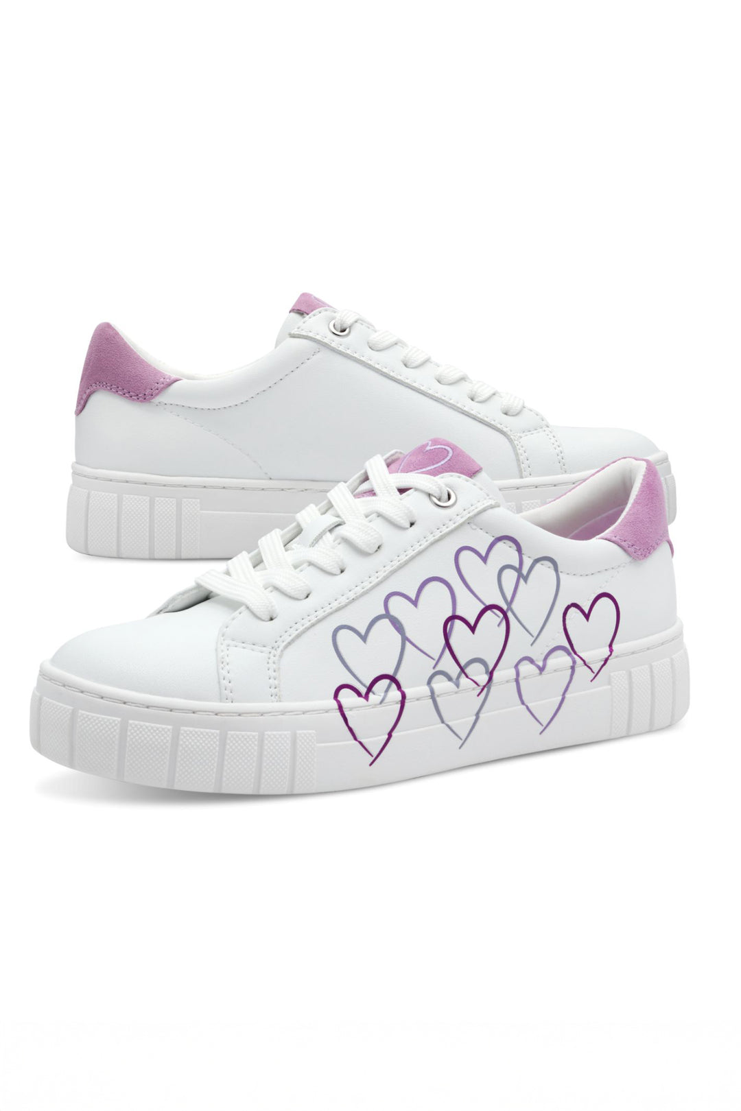Marco Tozzi White & Berry Heart Vegan Trainer 23711 - Experience Boutique