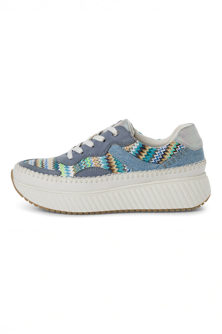 Marco Tozzi White Blue Comb Vegan Trainer 23733 - Experience Boutique