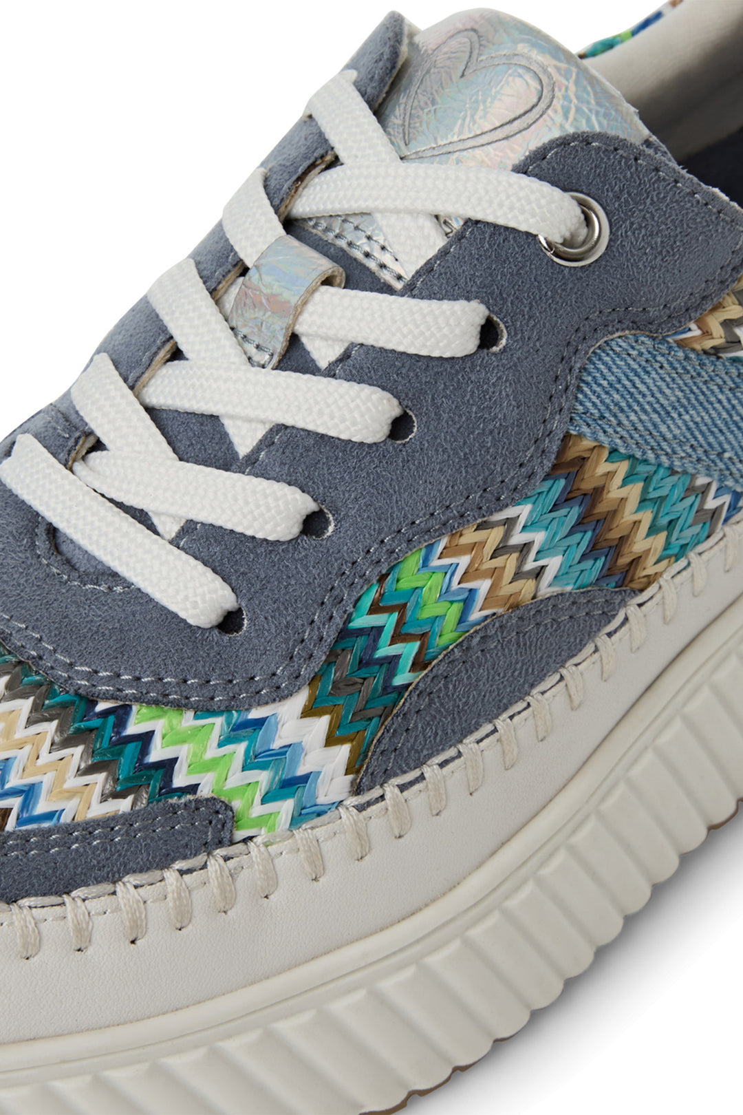 Marco Tozzi White Blue Comb Vegan Trainer 23733 - Experience Boutique