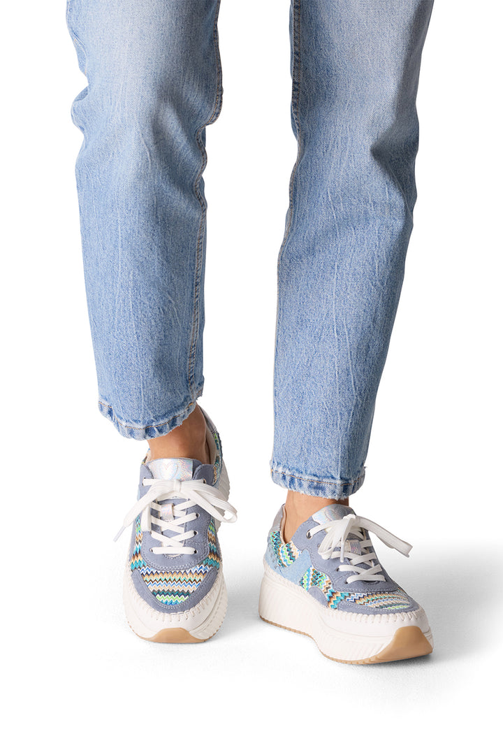 Marco Tozzi White Blue Comb Vegan Trainer 23733 - Experience Boutique