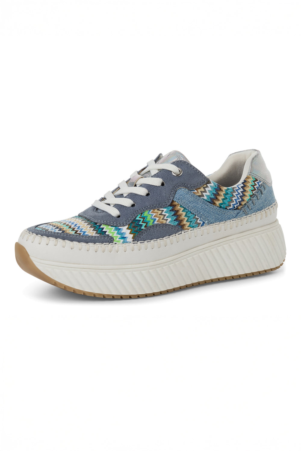 Marco Tozzi White Blue Comb Vegan Trainer 23733 - Experience Boutique